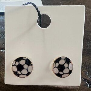 Prep Obsessed - Soccer Ball Signature Enamel Stud Earrings